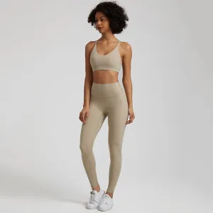 058 Women's Yoga Set Buttery Soft High Waist Gym Leggings & Crisscross Sports Bra