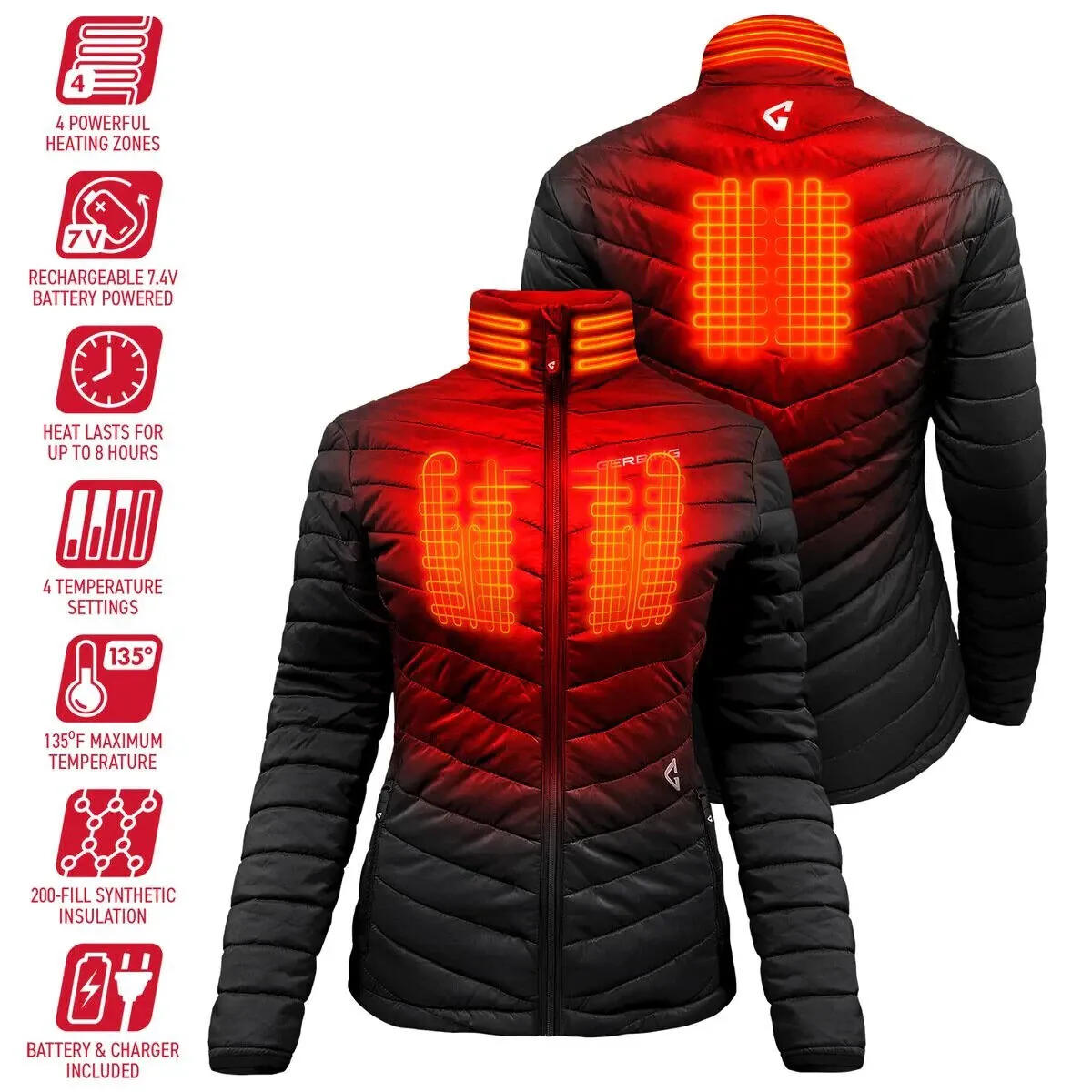 2025 GERBING HEATED CLOTHING WOMEN'S 7K KHIONE INSULATED HEATED PUFFER JACKET