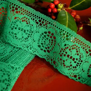 2" Medallion Floral Lace Trim - Green