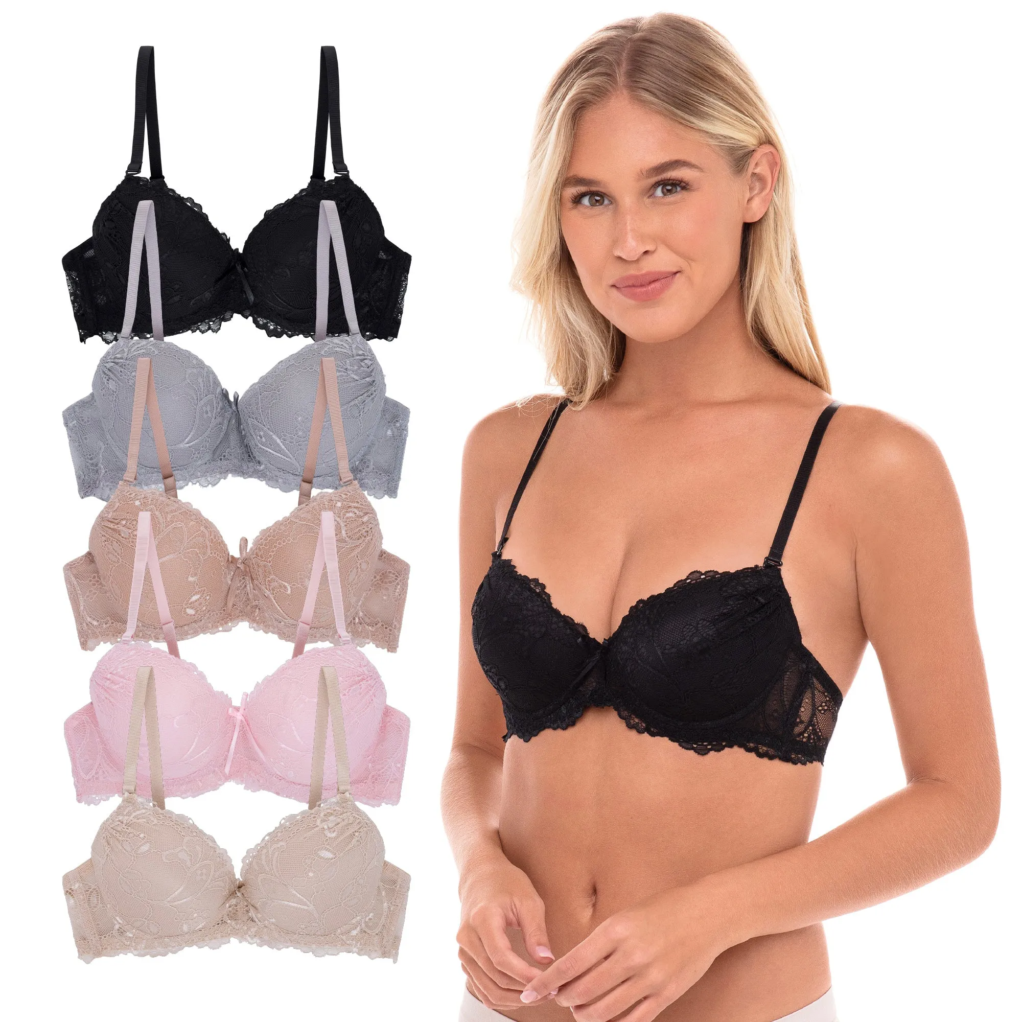 5 Pack Push Up Bra