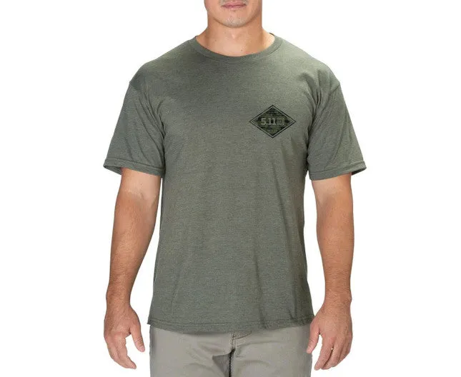 5.11 MEN'S DIAMOND CREST TEE WS, MILITARY GREEN HEATHER, M