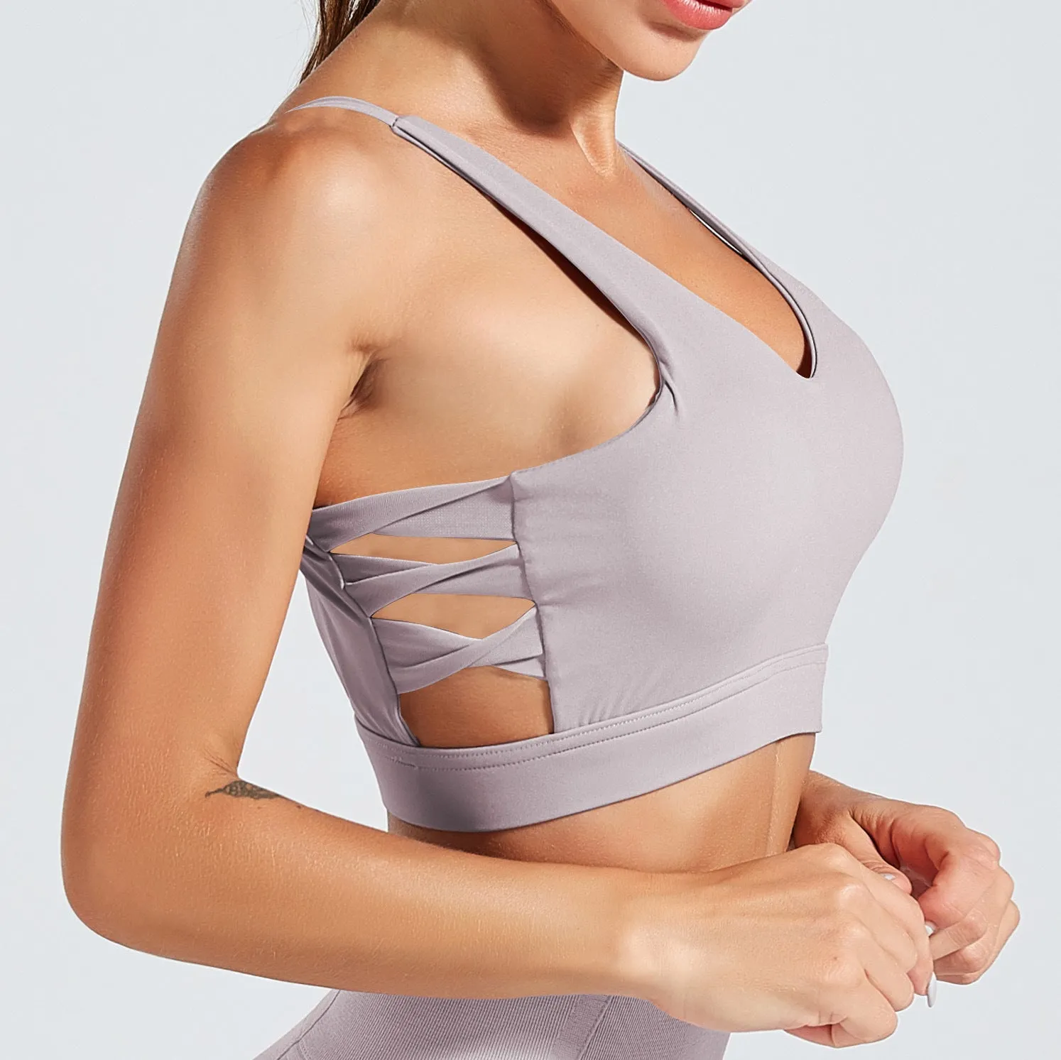 Activewear Gym Gathered Fitness Sexy Beauty Back Seamless Workout Sets Yoga Bra Top Portable Women's Vests Plus Size Sports Bra