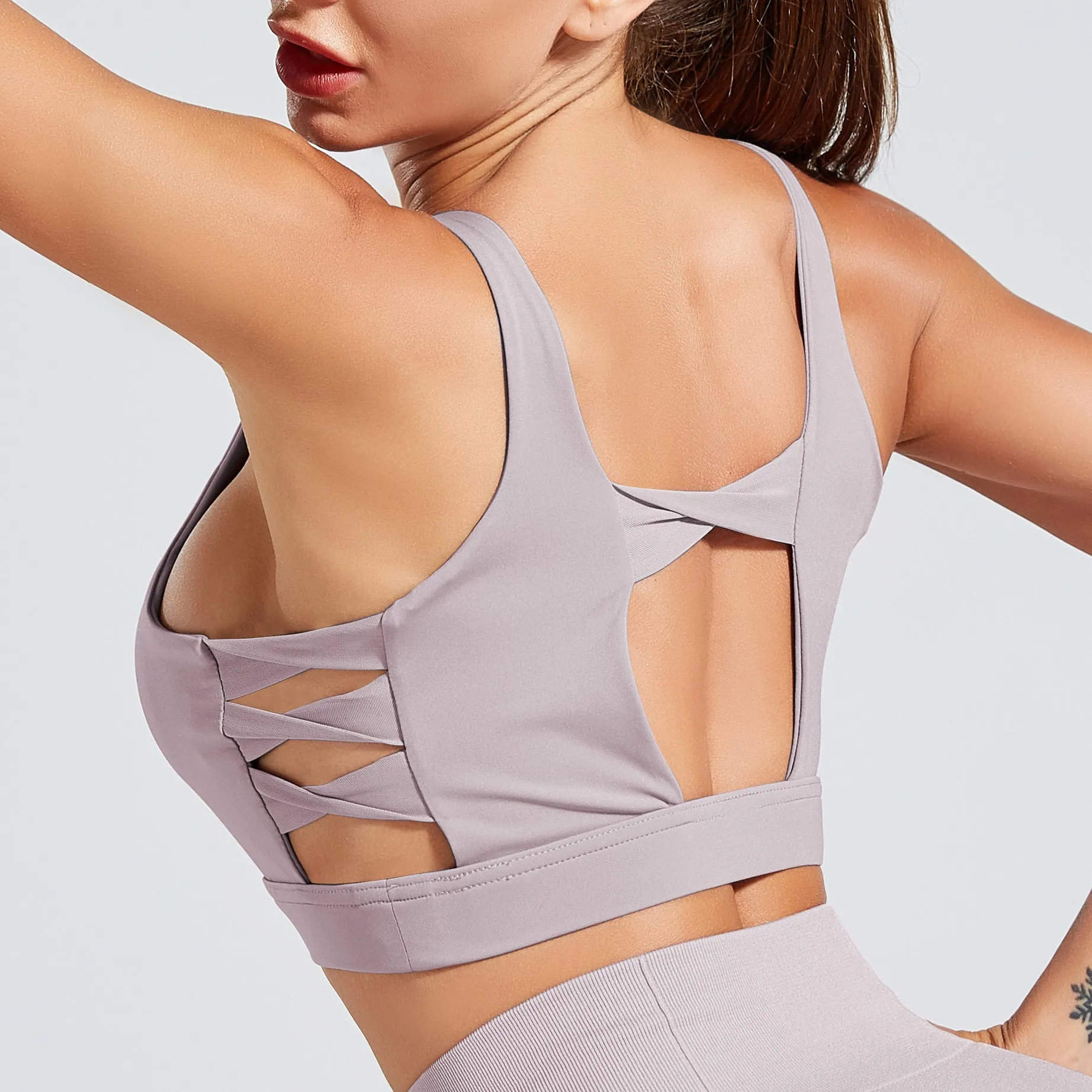 Activewear Gym Gathered Fitness Sexy Beauty Back Seamless Workout Sets Yoga Bra Top Portable Women's Vests Plus Size Sports Bra