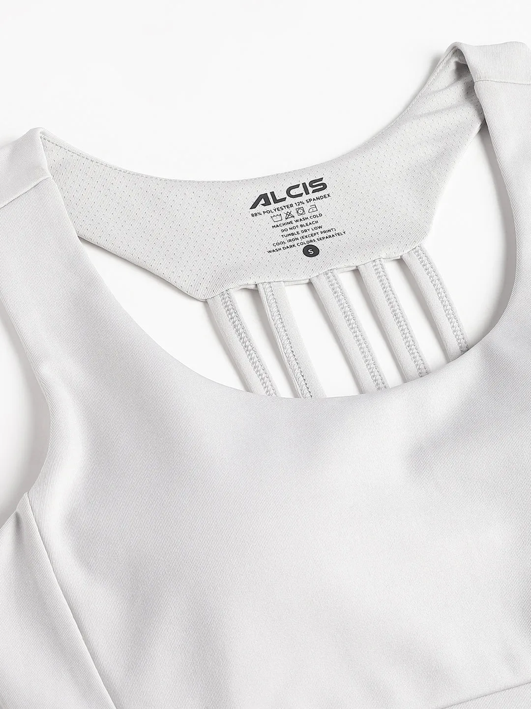 Alcis Women Light Grey Anti-Static Slim-Fit Low-Impact Sports Bra