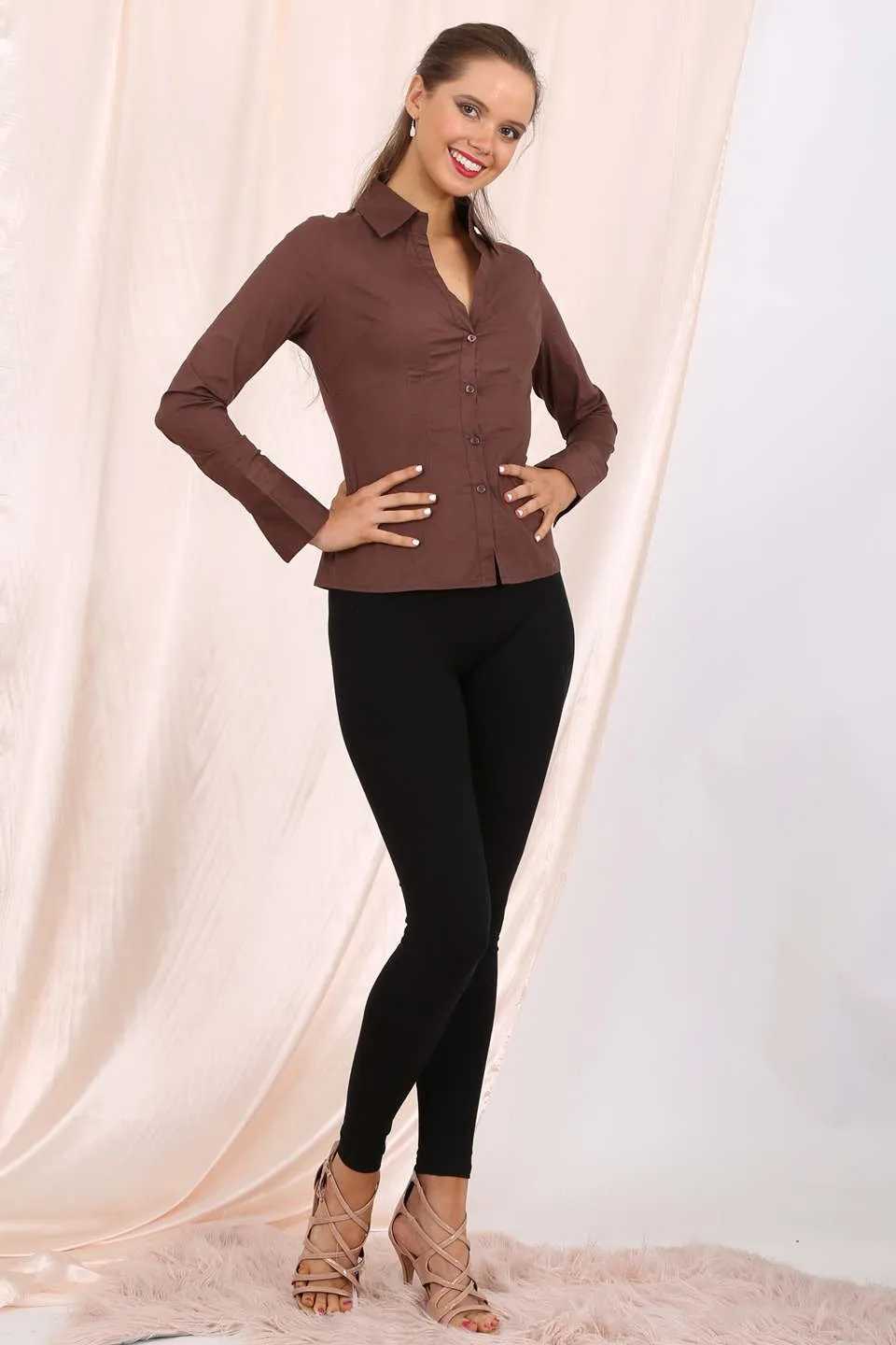 Alivia fitted shirt in brown
