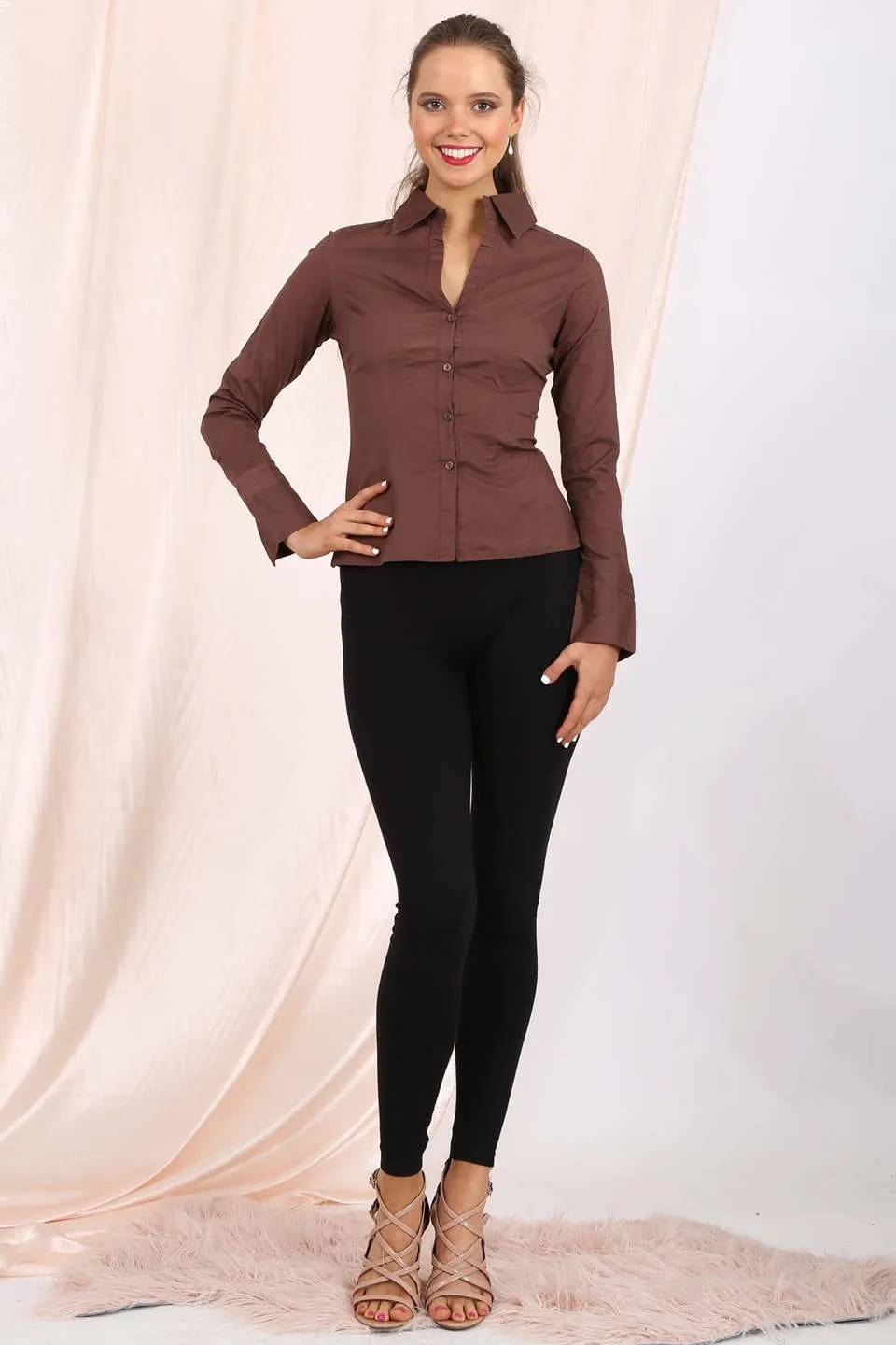Alivia fitted shirt in brown