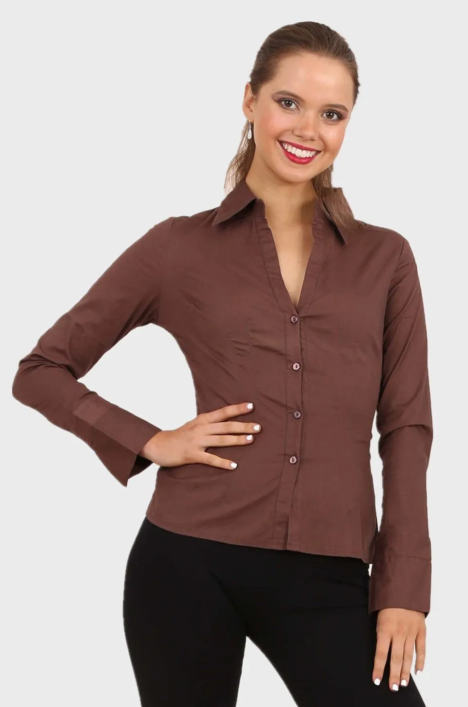 Alivia fitted shirt in brown