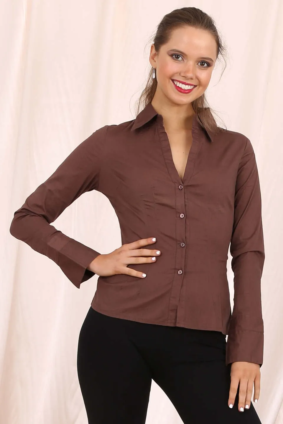 Alivia fitted shirt in brown