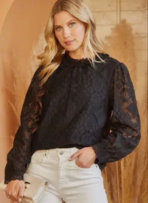 Andree Novelty Black Lace Blouse