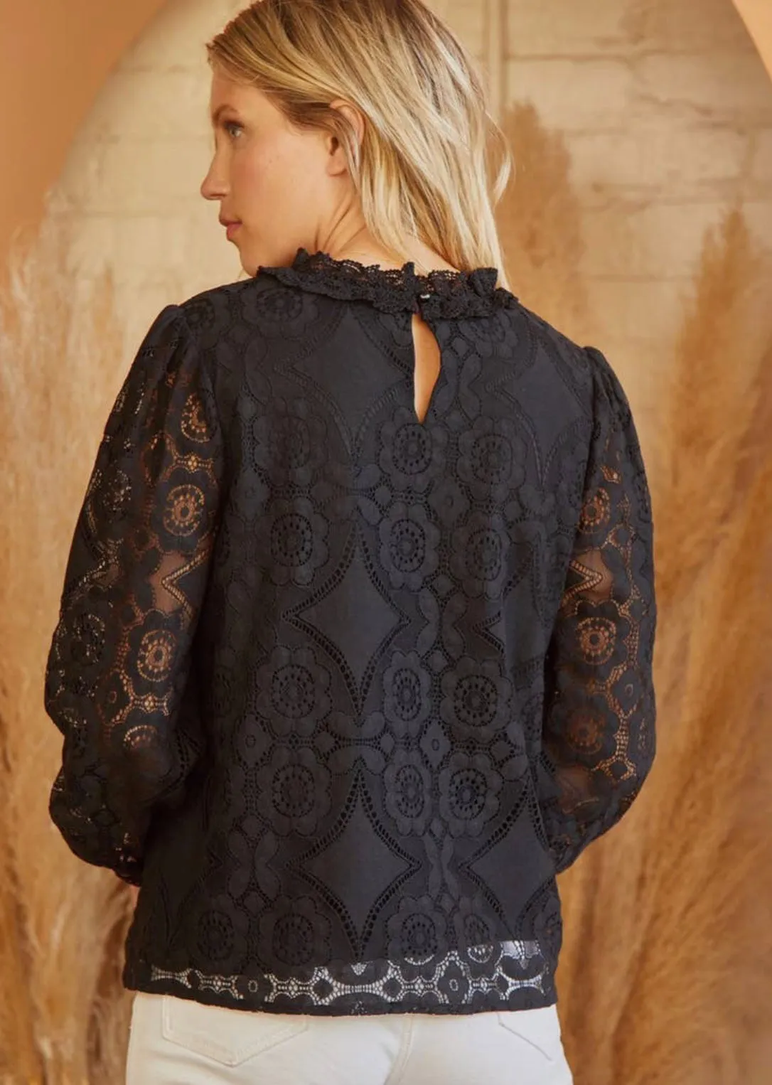 Andree Novelty Black Lace Blouse