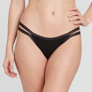 Auden Women's Rib-Knit Cotton Cheeky Underwear 77711393 Black XS