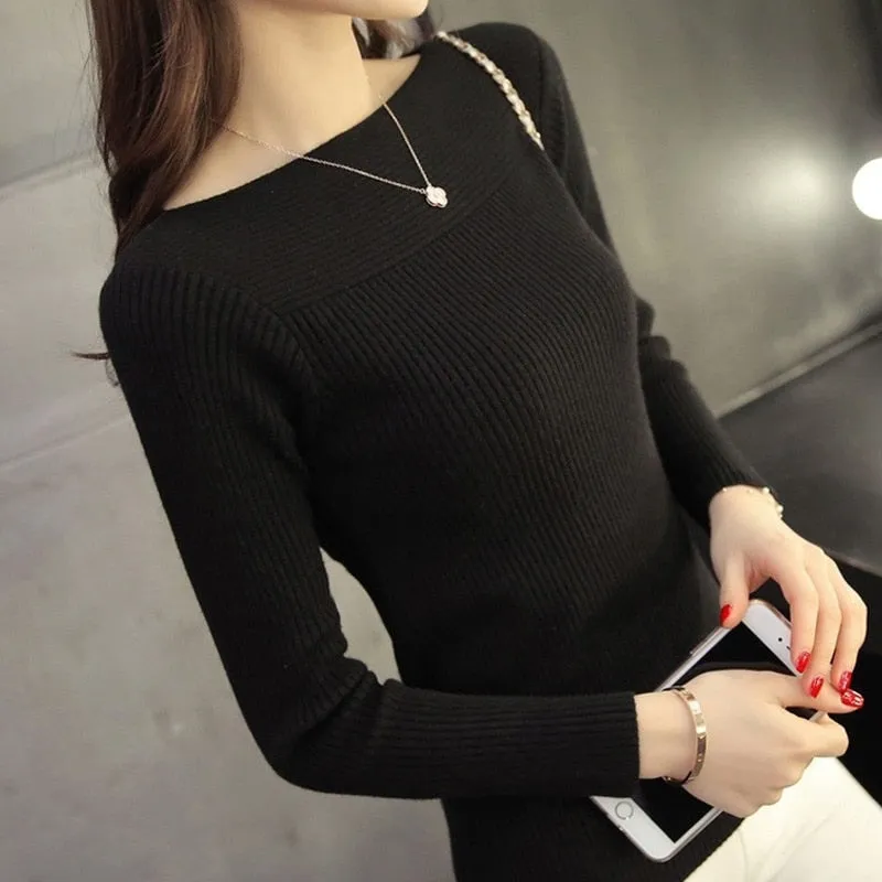 Autumn Knitwear Pullover - Modern Korean Style Slim Fit Sweater