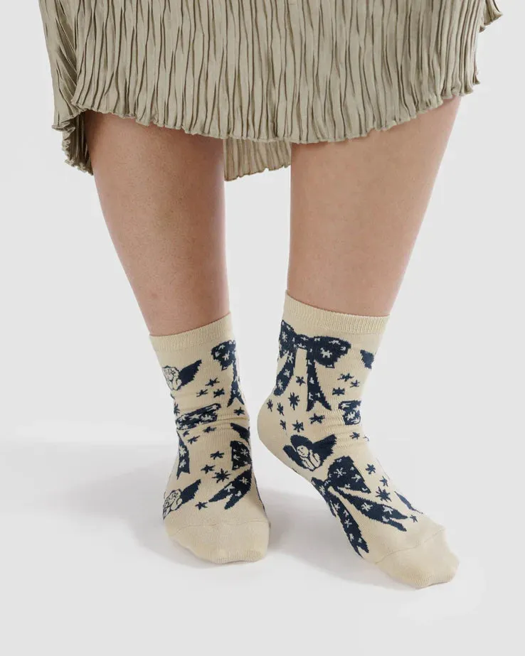 Baggu Crew Sock - Cherub Bows
