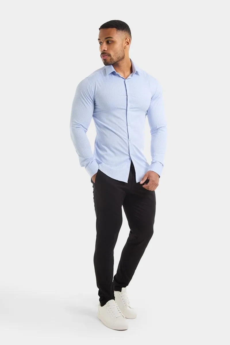 Bamboo Micro-Check Shirt in Blue Check