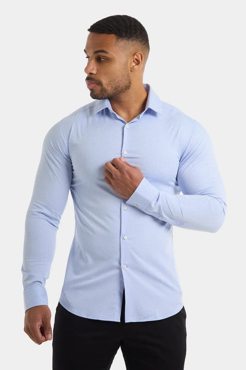 Bamboo Micro-Check Shirt in Blue Check