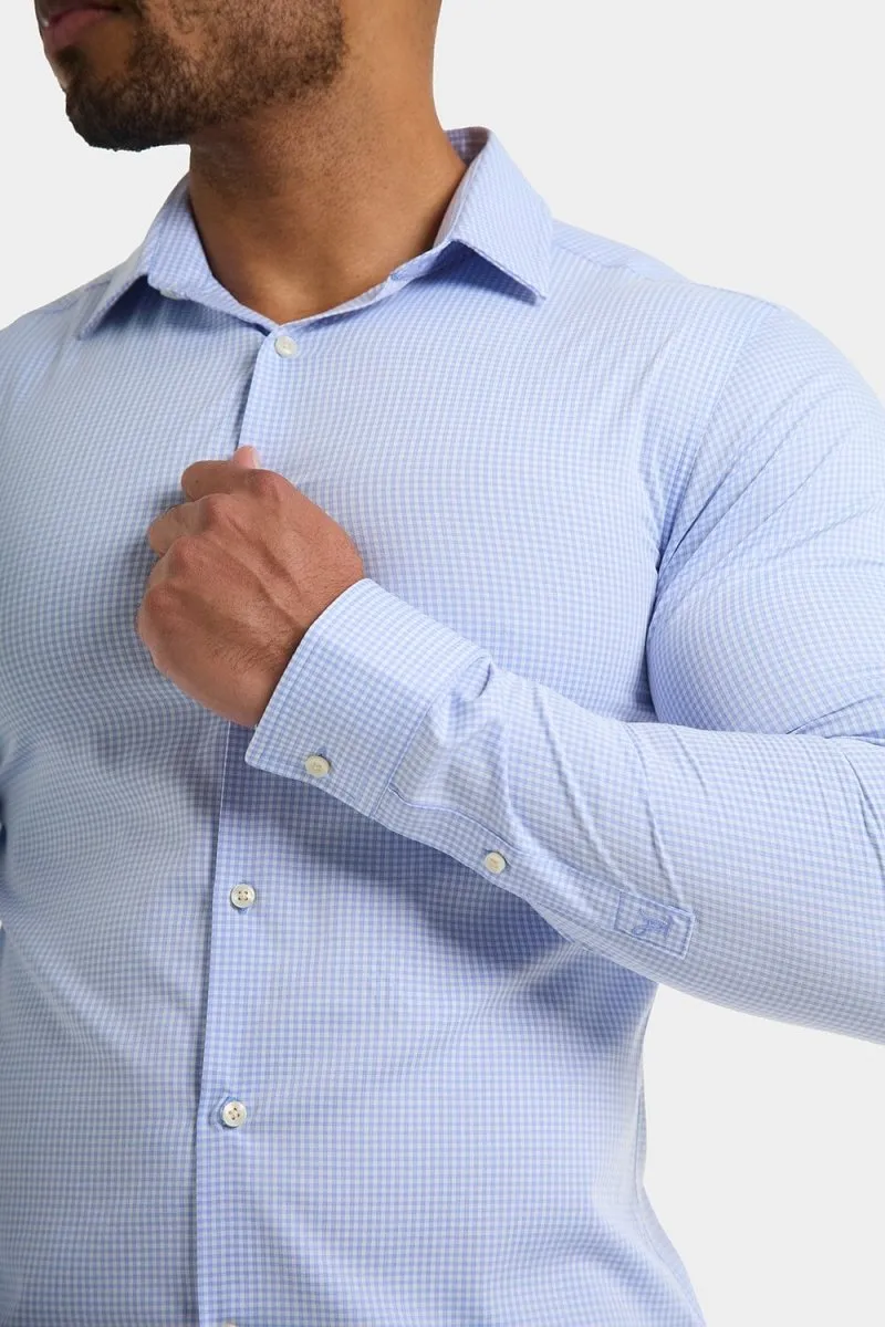 Bamboo Micro-Check Shirt in Blue Check