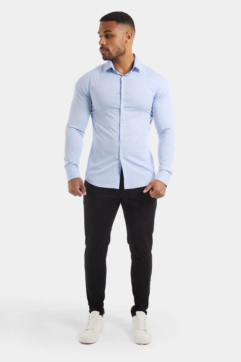 Bamboo Micro-Check Shirt in Blue Check