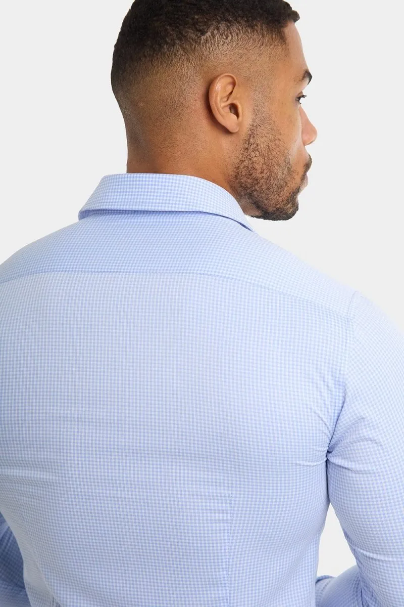 Bamboo Micro-Check Shirt in Blue Check