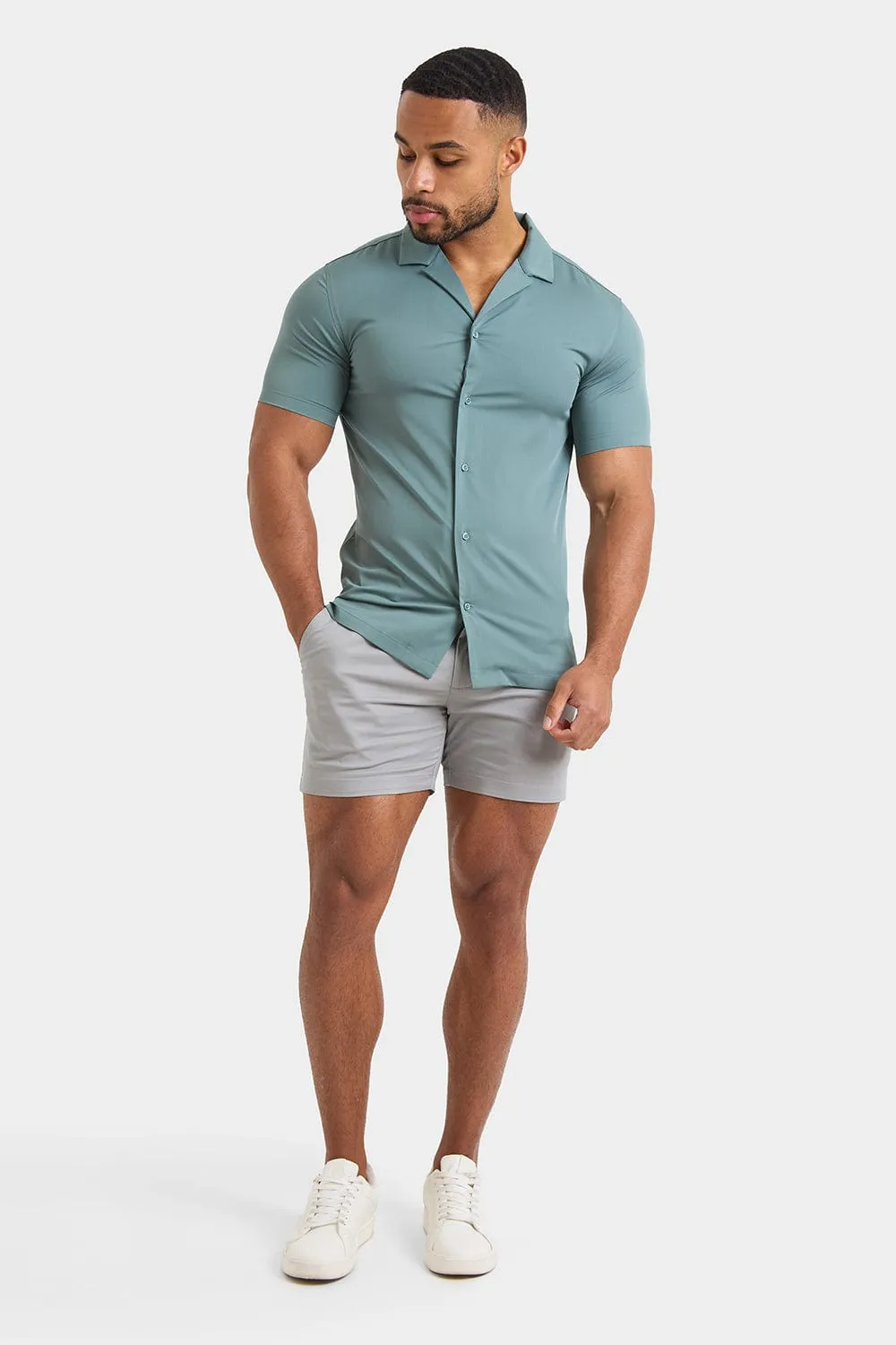 Bamboo Revere Collar Shirt in Pine