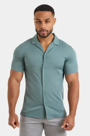 Bamboo Revere Collar Shirt in Pine