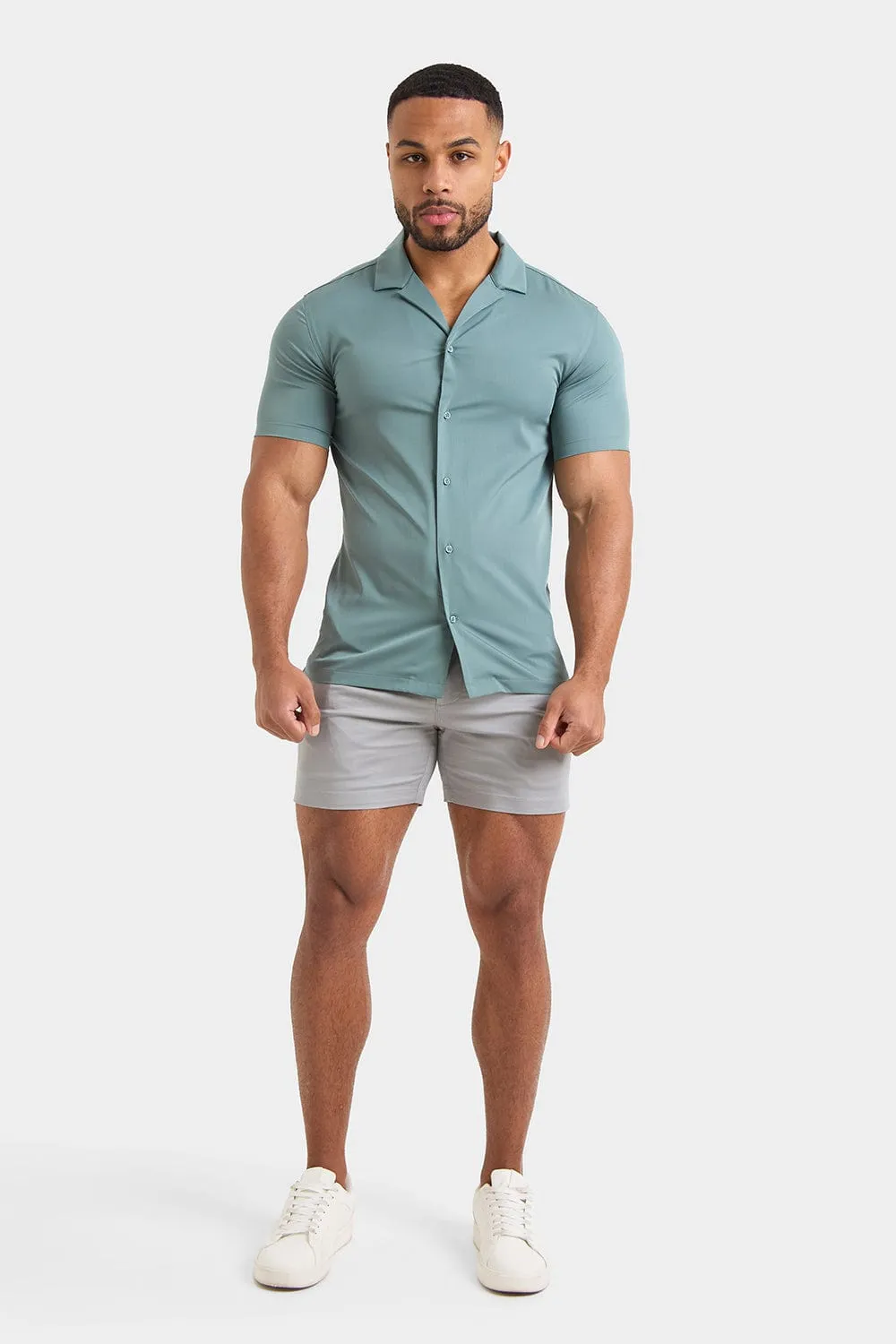 Bamboo Revere Collar Shirt in Pine