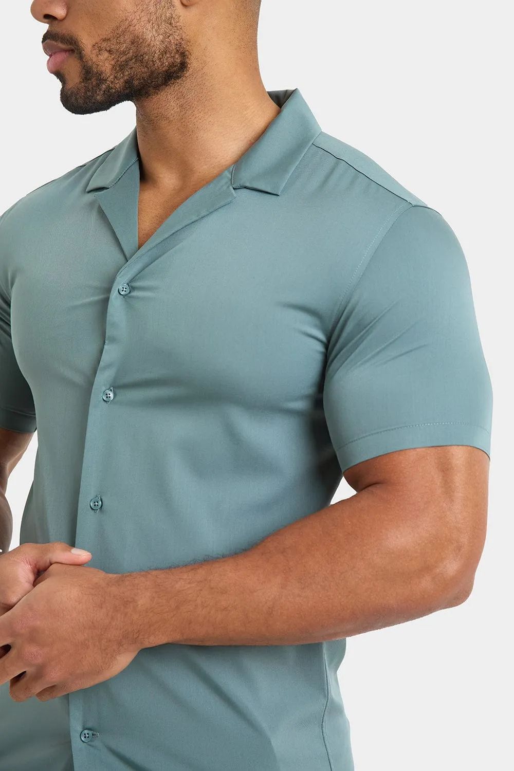 Bamboo Revere Collar Shirt in Pine