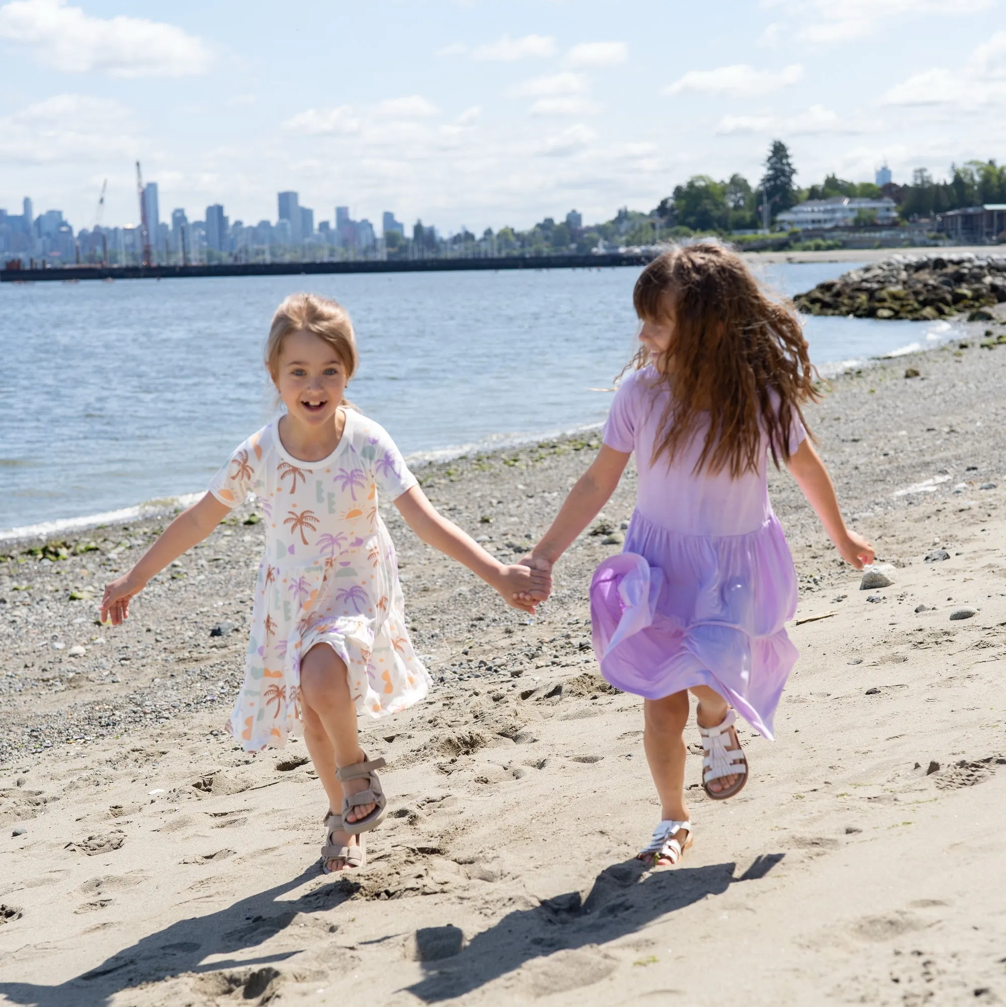 Bamboo Tiered Jersey Dress with Bloomer (Lavender Bloom)