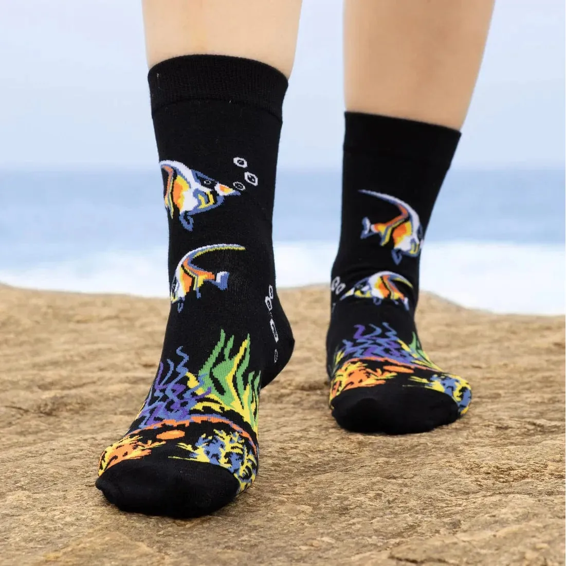 Bambukas Womens Tropical Angelfish Crew Socks