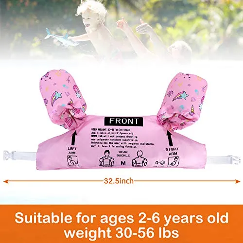 Biange Toddler Swim Vest, Toddler Floatie for Kids 30-50 lbs, Baby Pool Float for Swimming Aid, Boys/Girls Learn to Swim (Pink Mermaid)