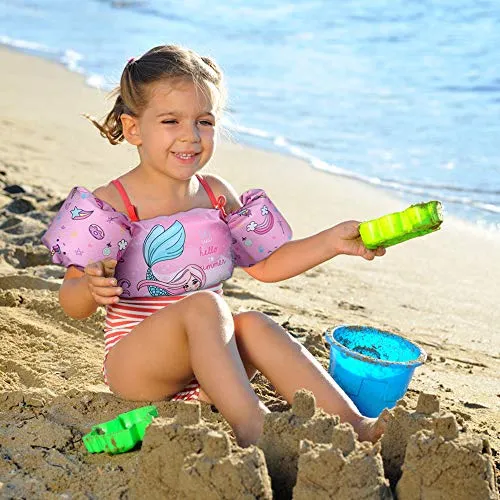 Biange Toddler Swim Vest, Toddler Floatie for Kids 30-50 lbs, Baby Pool Float for Swimming Aid, Boys/Girls Learn to Swim (Pink Mermaid)