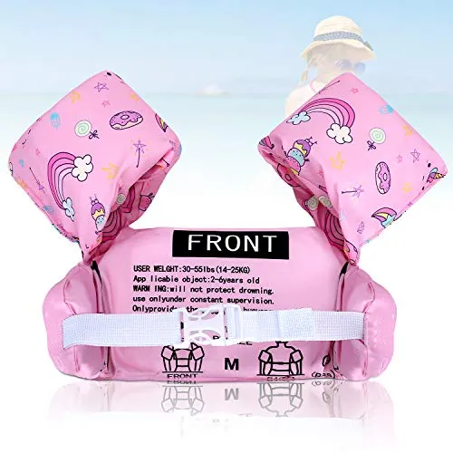 Biange Toddler Swim Vest, Toddler Floatie for Kids 30-50 lbs, Baby Pool Float for Swimming Aid, Boys/Girls Learn to Swim (Pink Mermaid)