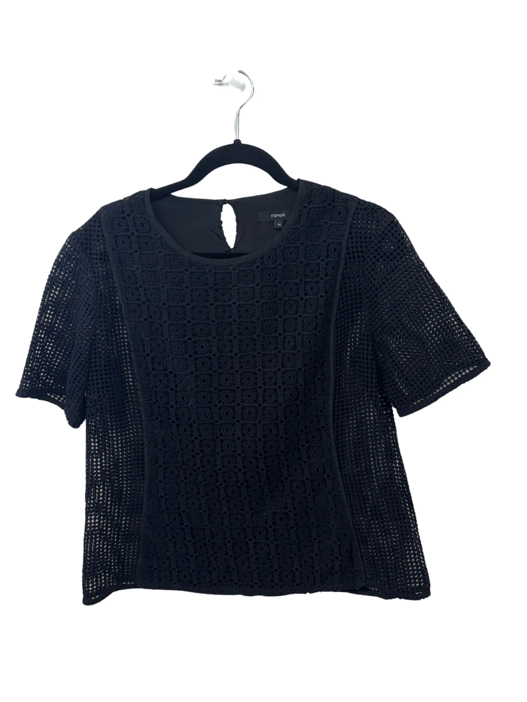 Black Short Sleeve Lace Top