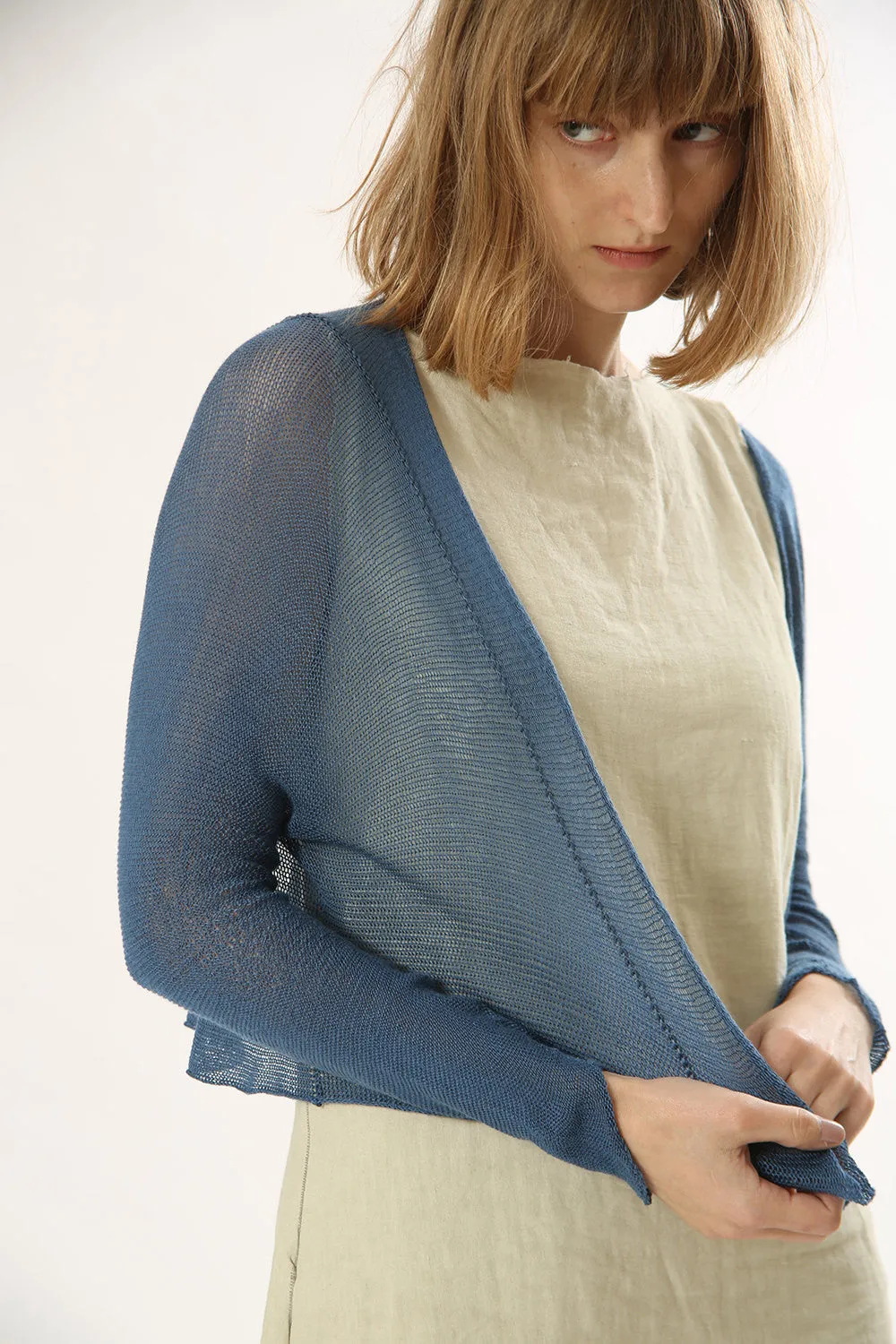 Blue Knitted Cardigan,Women Blue Jeans jacket