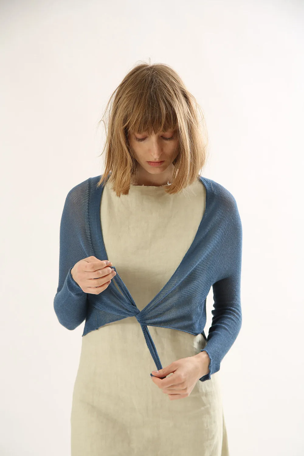 Blue Knitted Cardigan,Women Blue Jeans jacket
