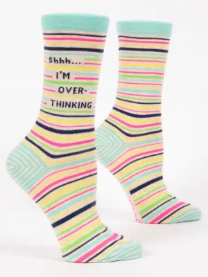 BlueQ Women's Crew Socks: "Shhh...I'm Overthinking"
