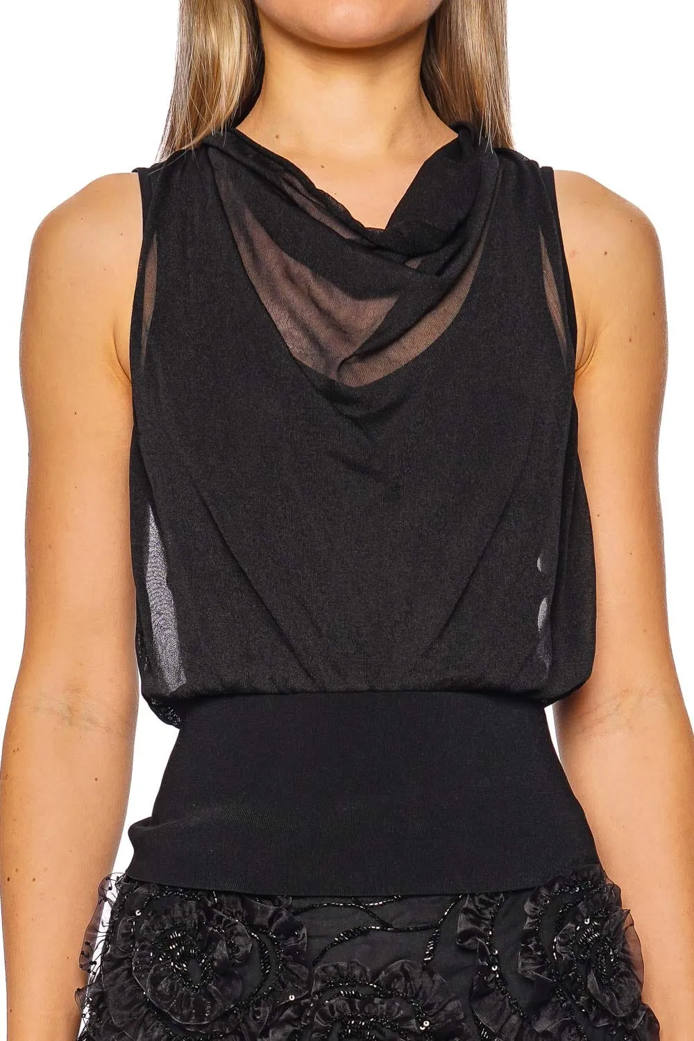 Carmina Black Cowl Knit Tank