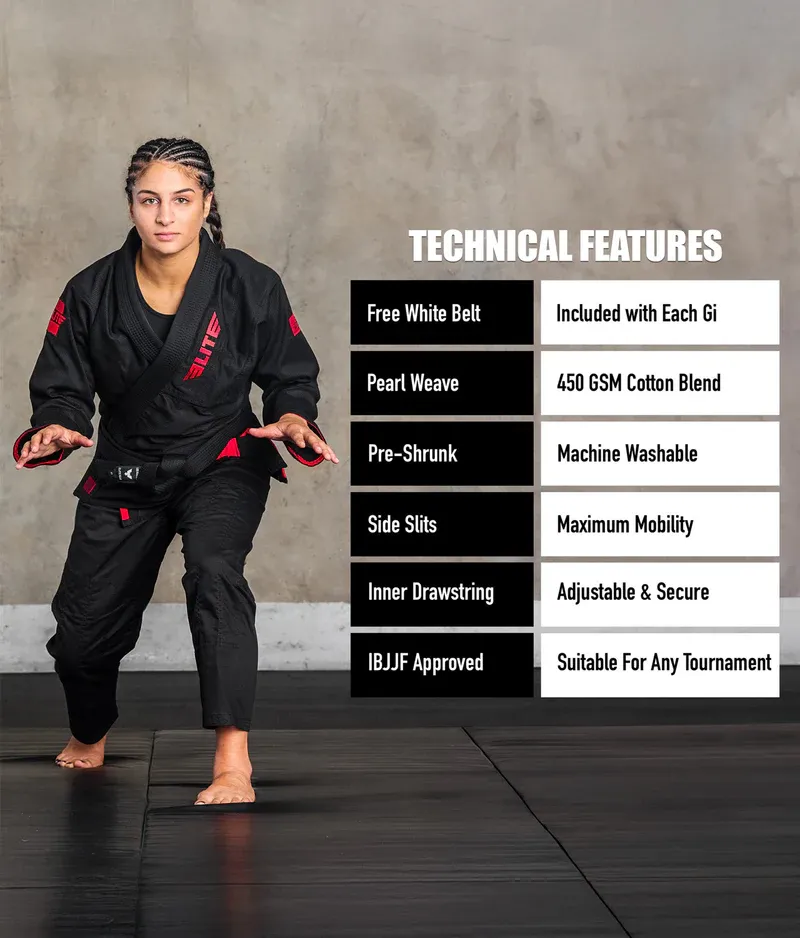 Core Black Brazilian Jiu Jitsu Womens BJJ Gi