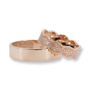 Couples Matching Aria Lace Wedding Ring Set