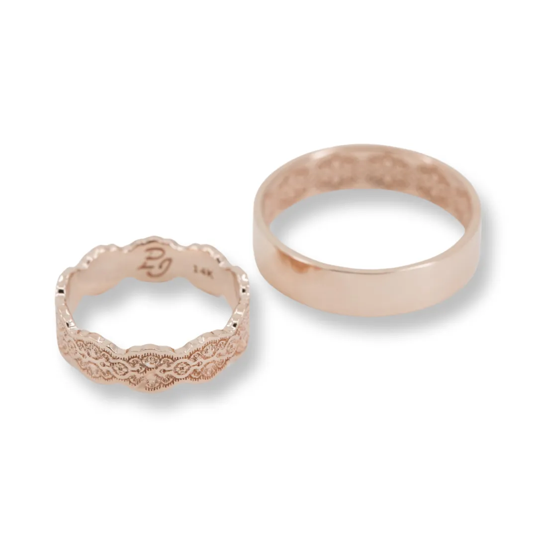 Couples Matching Aria Lace Wedding Ring Set
