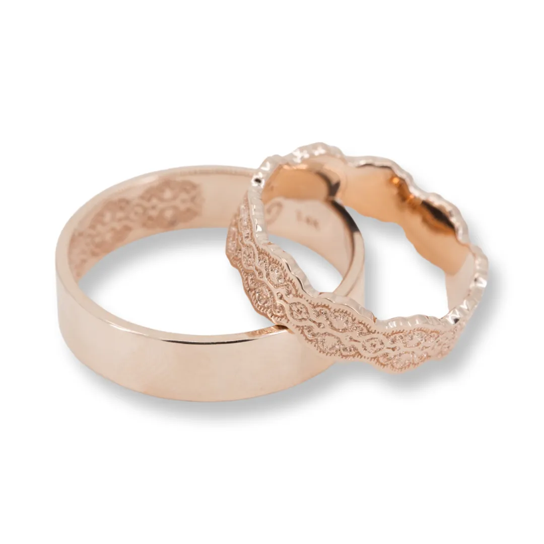 Couples Matching Aria Lace Wedding Ring Set