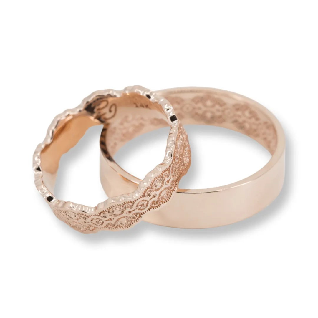 Couples Matching Aria Lace Wedding Ring Set