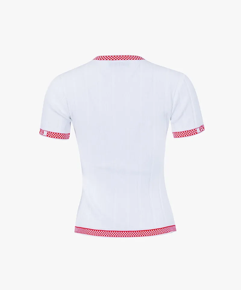 CREVE NINE: Round Ribbed Knitwear - White