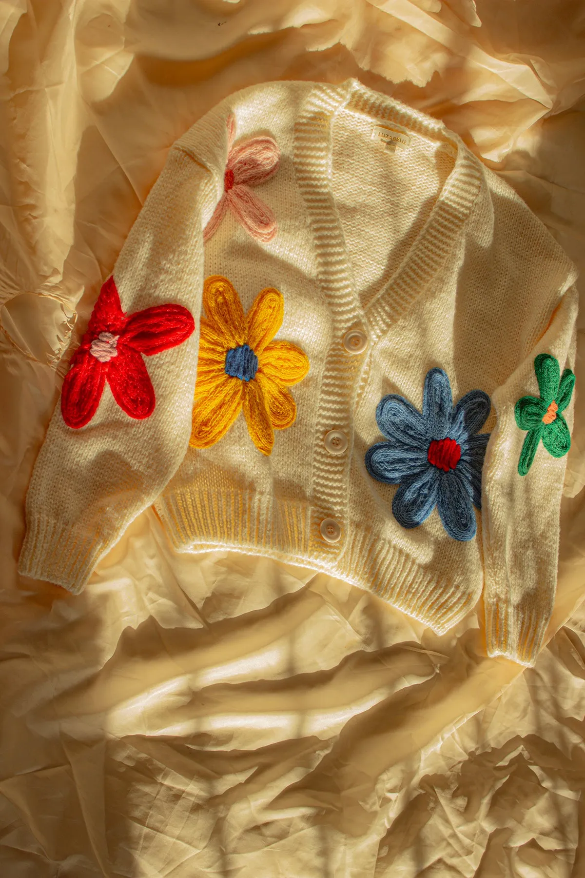 Crochet Applique Bold Floral Cardigan