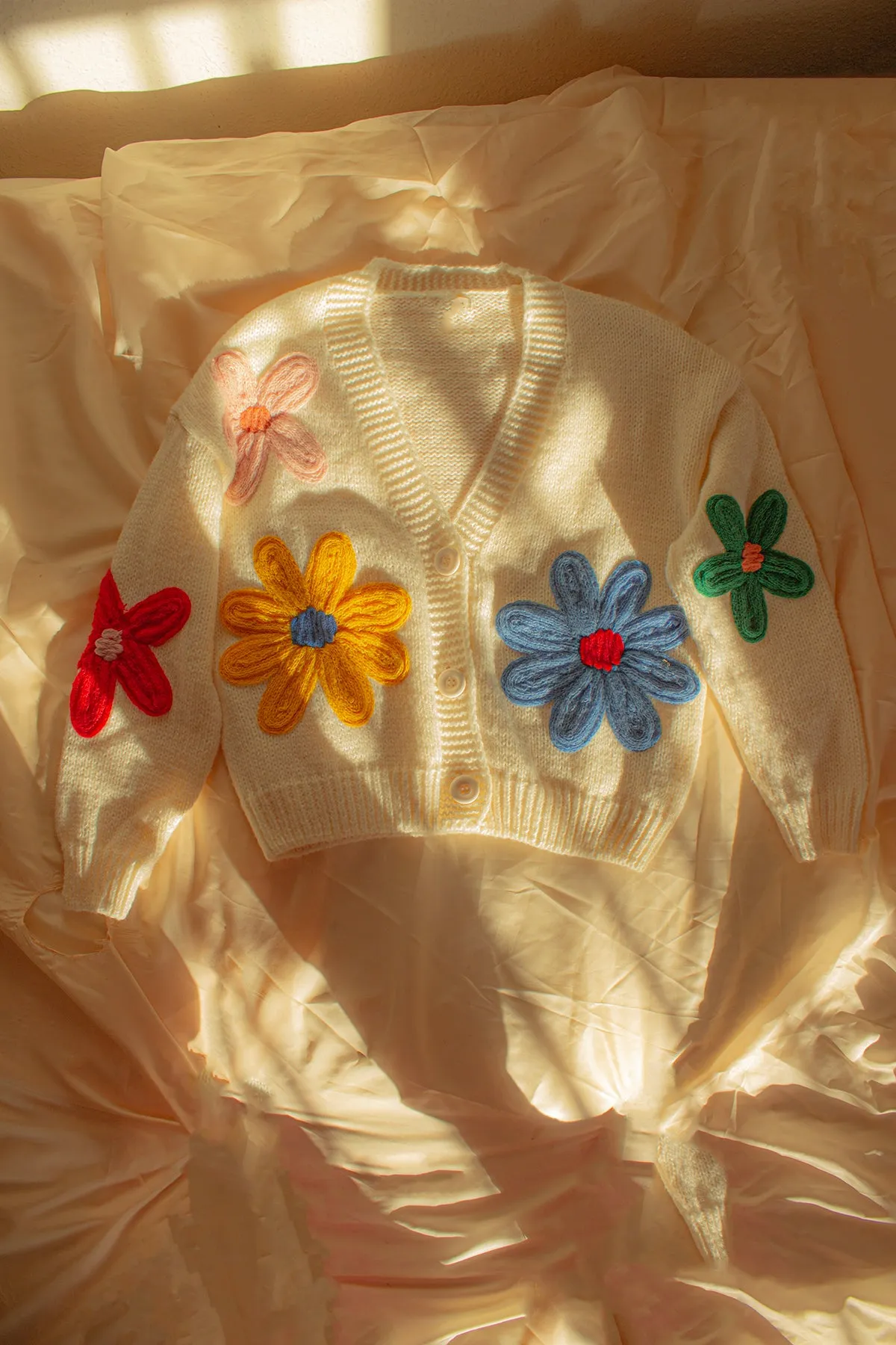 Crochet Applique Bold Floral Cardigan
