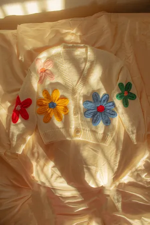 Crochet Applique Bold Floral Cardigan