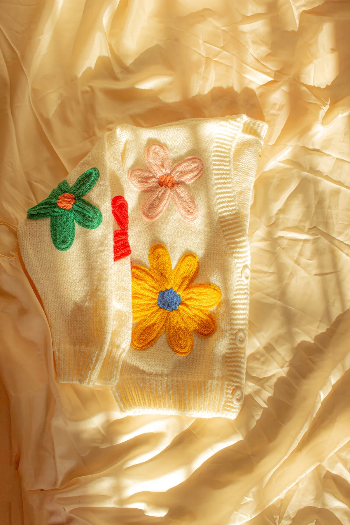 Crochet Applique Bold Floral Cardigan