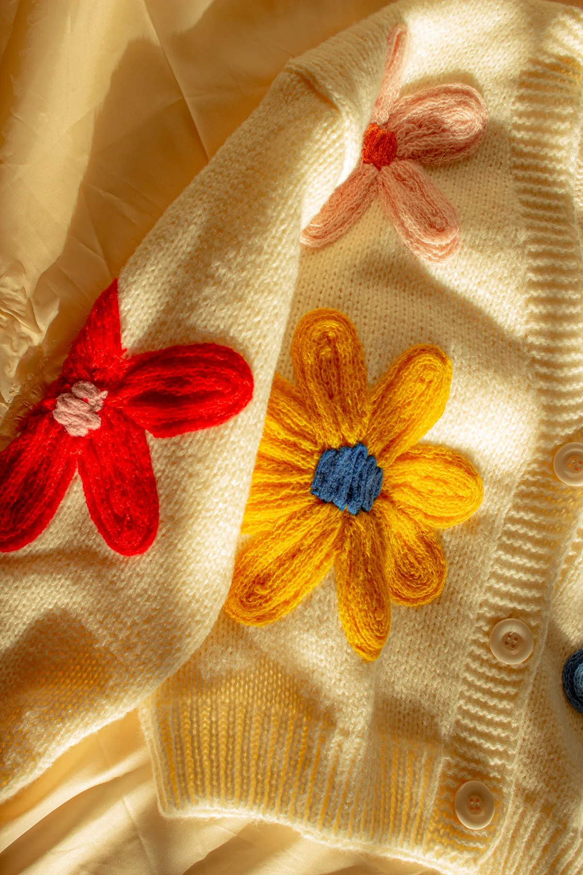 Crochet Applique Bold Floral Cardigan
