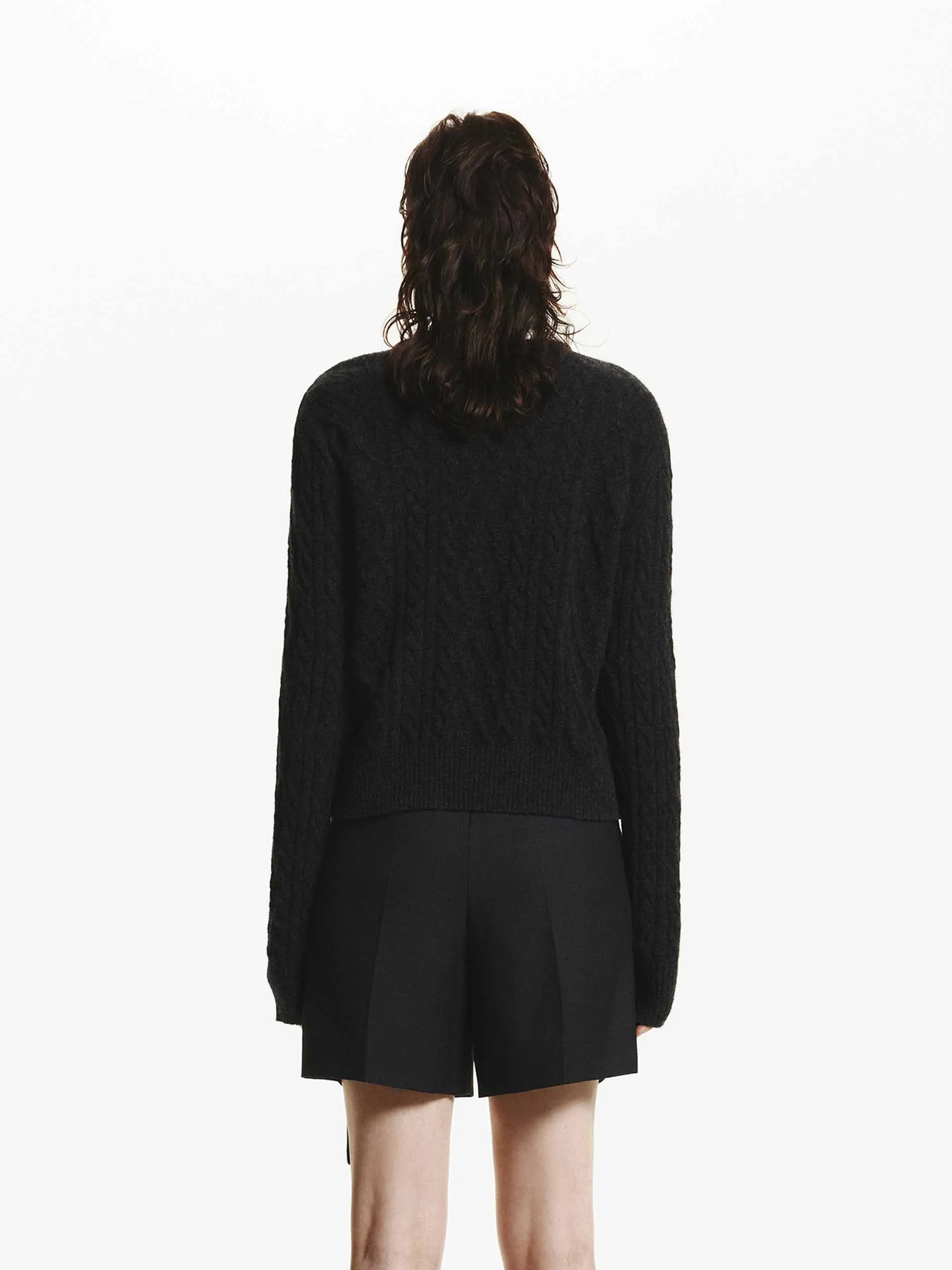 Crystal Decoration Cable Cardigan