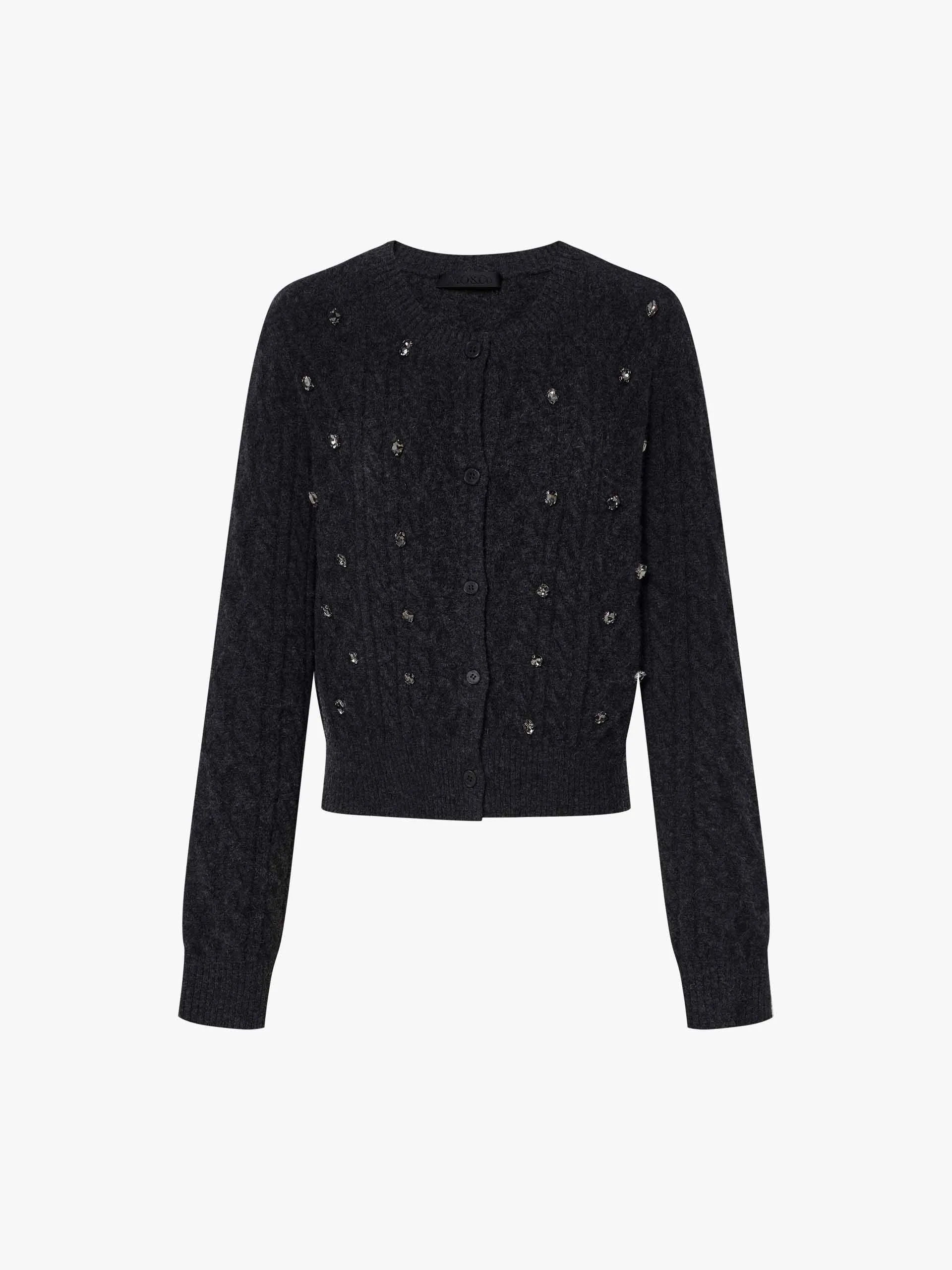 Crystal Decoration Cable Cardigan