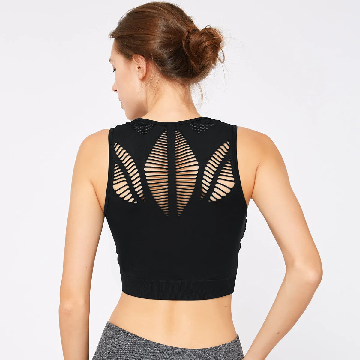 Custom active wear athletic workout yoga women's vests running exercise tank tops spandex wear seamless sports bra top fitness